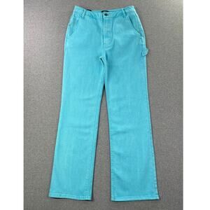 AFRM Jeans Womens 27 Teal Blue Fez High Rise Utility Straight Carpenter Denim